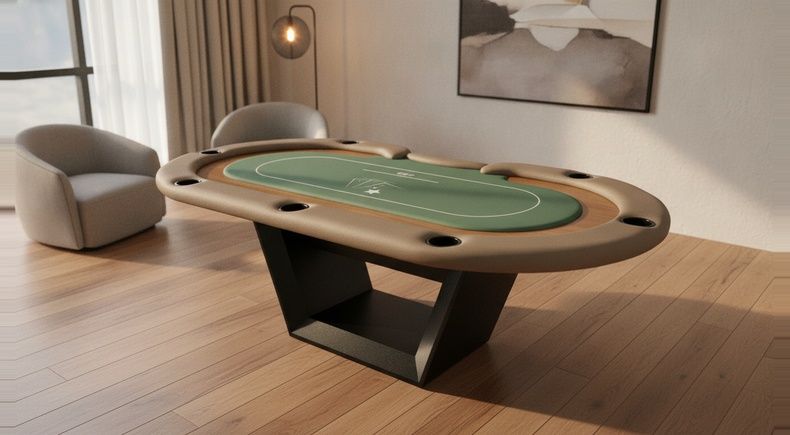 Mesa de Poker Luxo 8 Lugares Coluna U e Tecido Verde - L31